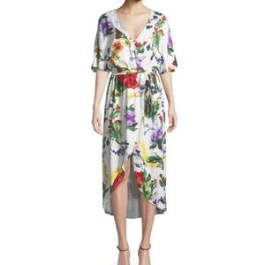 Alice and Olivia Floral Wrap Dress with Tie - Multicolor - size 4